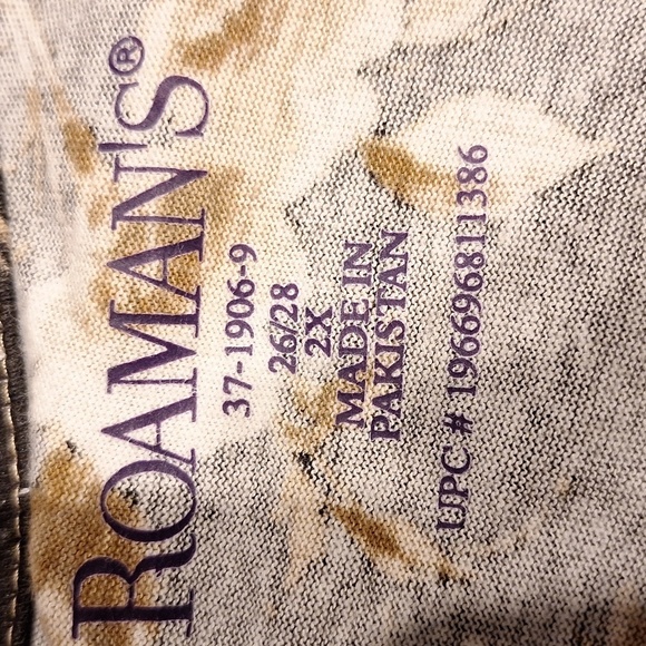 h Roamans Floral Black and Tan Top Plus Size 2X - Picture 3 of 4